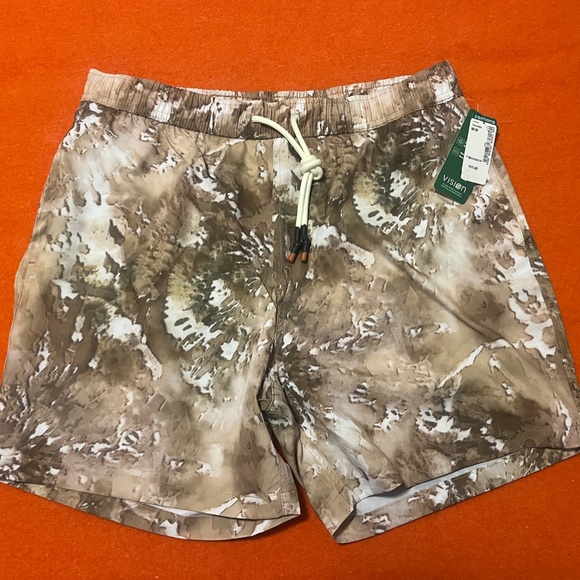 Green and brown camo foliage recycled fiber stretch swim trunk NWT - Picture 2 of 10